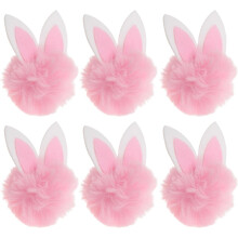 6er-Pack rosa Haarspangen mit Hasenohren aus Kunstfell, DIY-Haarreif-Accessoires, Oster-Plüsch-Pompons, Girlanden-Anhänger