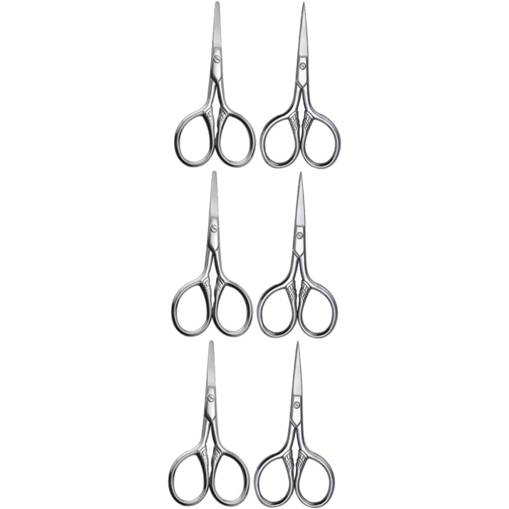 Hkhbjs Silver 6Pcs Eyebrow Scissors Small Scissor Stainless Steel Eyebrow Grooming Scissors Brow Trimmer For Women And Men