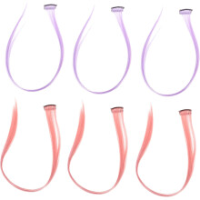 6er-Pack Clip-in-Haarverlängerungen, lange, glatte Kunsthaarteile in Pink und Lila