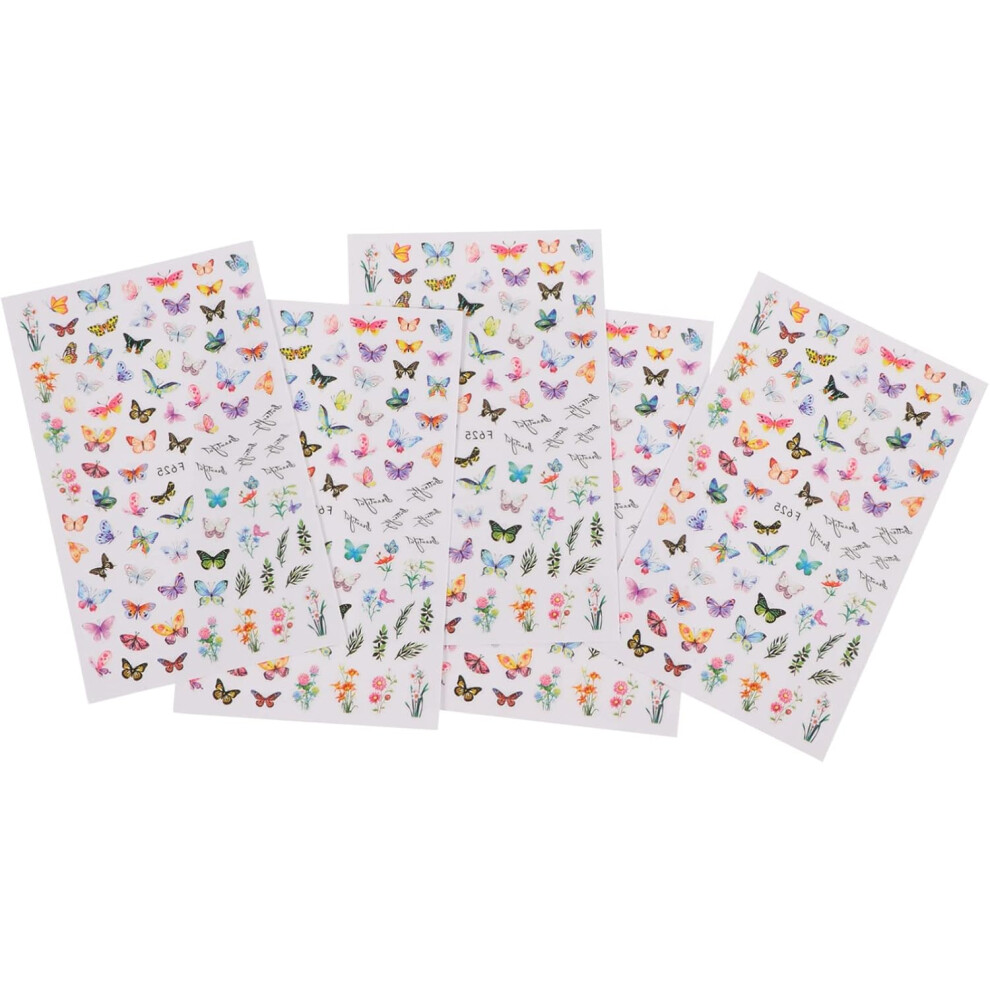 Hkhbjs 5 Sheets Butterfly Nail Art Stickers Self Adhesive Floral Decals For Diy Manicure Press Nails