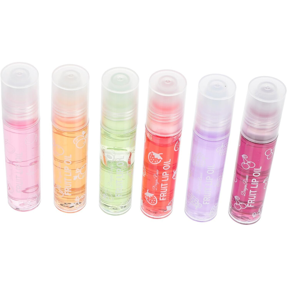 Hkhbjs Peach/Orange 6Pcs Moisturizing Lip Oil Gloss Liquid Lipstick Hydrating Fruit Flavored Balm