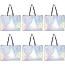 6pcs Large Capacity Non-woven Fabric Grocery Bags with Handles Multi-use Design Storage Holders