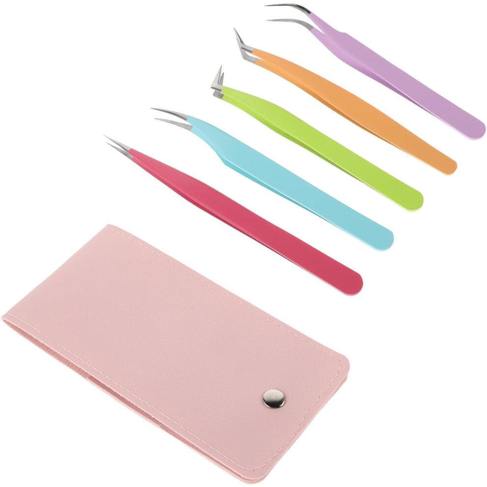 Hkhbjs Eyelash Tweezers High Precision Metal Curved Tip For Lash Extensions Cluster Individual Lashes Application