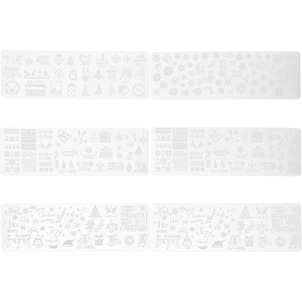 Hkhbjs 6Pcs Nail Art Printed Steel Plates Christmas Nail Stamp Plates Manicure Stencils For Stampers Templates