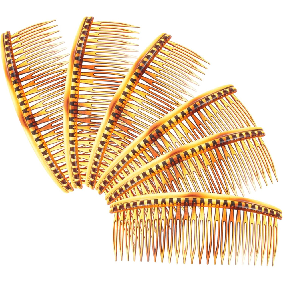 Hkhbjs 6Pcs Large Black Coffee Side Combs Hair Styling Combs With 24 Teeth Plastic Hair Accessories