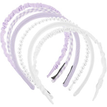 6er-Packung Haarbänder mit Blumenmuster und einfarbigen Akzenten für Damen und Teenager – minimalistisches Haaraccessoire