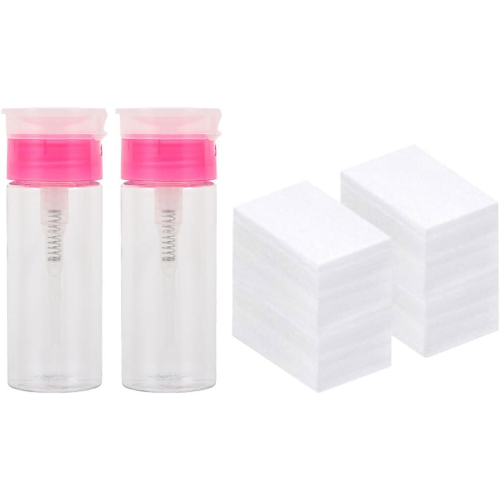 Hkhbjs Nail Polish Remover Wipes Set 650 Soft Lint Pads With 100Ml Refillable Press Dispenser Bottle