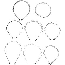 8er-Pack Unisex-Stirnbänder für Herren, gewellte Haargummis, Sport-Stirnbänder, Haaraccessoires aus Metall
