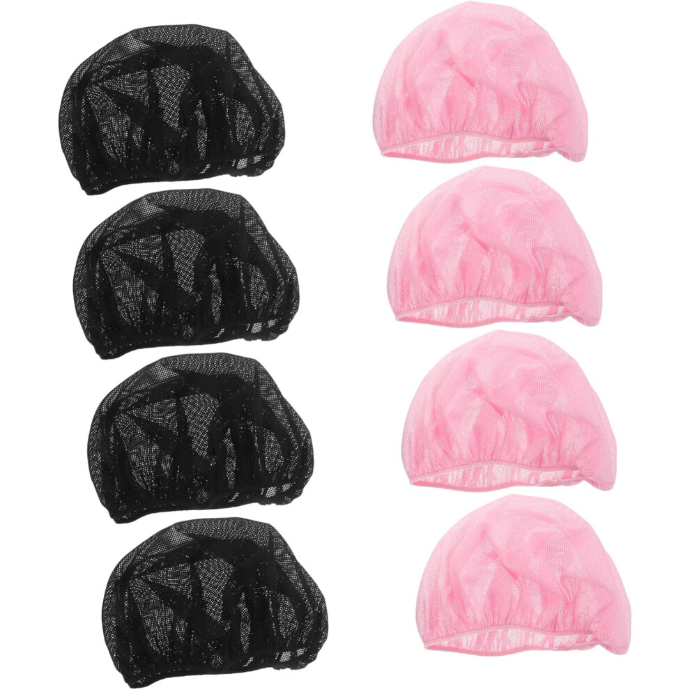 Hkhbjs Black/Pink 8Pcs Mesh Sleep Caps For Women Night Hair Bonnets Curly Long Hair Protection Reusable Breathable Sleeping Hats In And