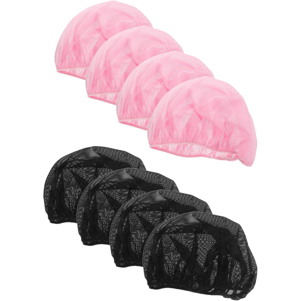 Hkhbjs Black/Pink 8Pcs Mesh Sleep Bonnets For Curly Hair Women Breathable Reusable Washable Hair Nets For Comfortable Protection In And