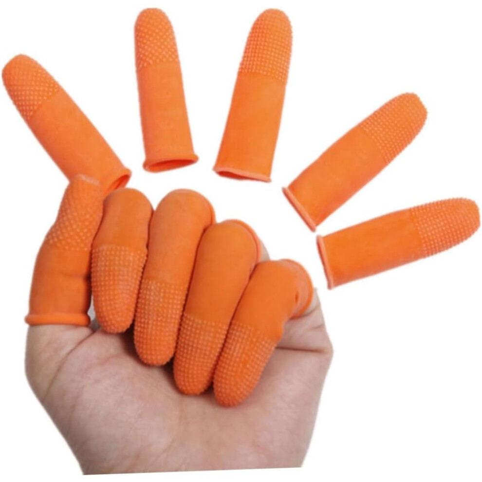 Hkhbjs 100Pcs Slip Finger Cots Finger Sleeve Protector Pack Orange Typing Gloves