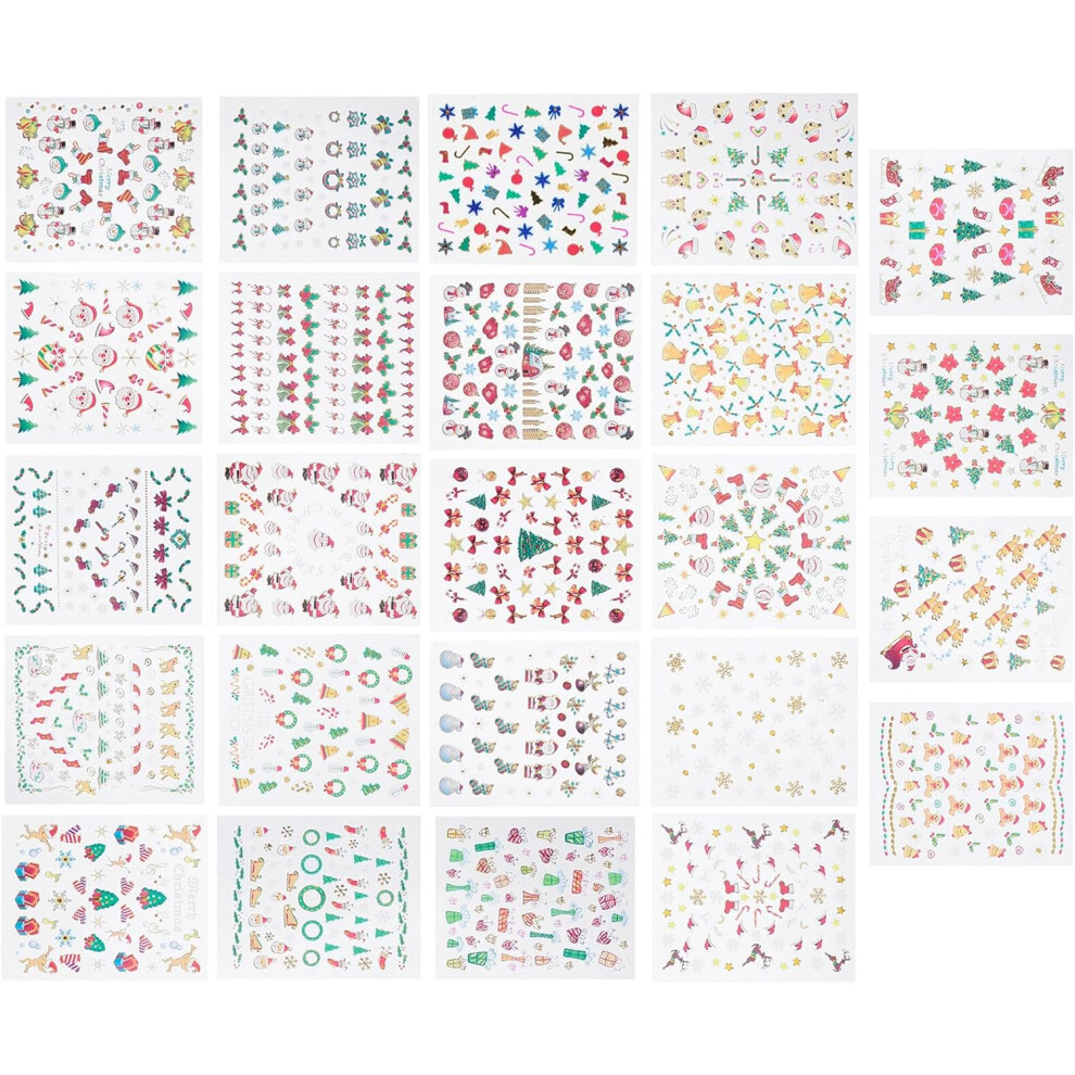 Hkhbjs 24 Sheets Christmas Nail Art Stickers Nail Decals Stickers For Women For Holiday Manicure Decoration