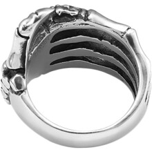 Retro-Totenkopfring, Skeletthand-Ring für Halloween, silberfarben, Größe 14, Halloween-Schmuckaccessoire