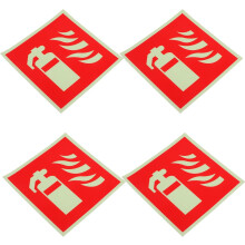 4 Pcs Self Adhesive Fire Extinguisher Signs Glow in The Dark Fire Safety Stickers