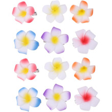 24 Stück hawaiianische Haarspangen mit Frangipani- und Plumeria-Blumenmotiv