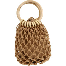 Geweven clutch voor dames, zomerse strandtas met trekkoord, katoenen netstof etui, ideaal voor casual uitjes, vakanties en reizen.