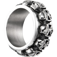 Kreativer Totenkopfring für Halloween, Edelstahl, verstellbare Größe 12, Gothic-Punk-Paar-Modeaccessoire für Partys und Clubs
