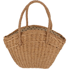 Gewebte Strohhandtasche im Boho-Stil, khakifarben, Schultertasche