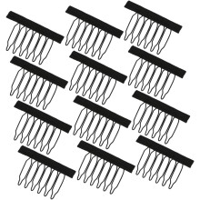 60pcs Wig Making Combs Clips with 6 Teeth Fabric Carbon Steel Material Black Color Convenient to Use Securing Wig for Barber Shop DIY