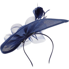 Mesh Mini Top Hat Headband Fascinator for Women Tea Parties Halloween Costumes and Garden Events Dark Blue