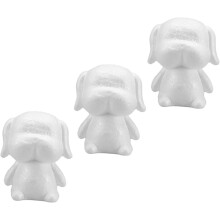 3-teiliges Set weißer Schaumstoff-Welpenmodelle, 14 cm hoch, 7,5 cm Sockel, unbemalte Hundeform, DIY-Bastelmaterialien