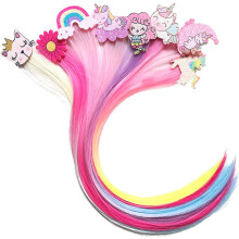 8 Stück Einhorn-Perücken-Haarspangen, bunte Haarverlängerungen für Kleinkinder, Mädchen, Kostümpartys, Verkleidung