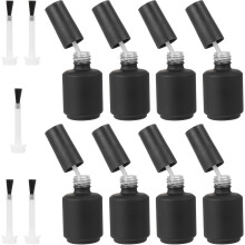 13Pcs 15Ml Matte Black Glass Nail Polish Bottles with 5 Nail Art Gel Brushes Empty Sub-Packed Bottles Suitable