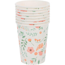 24 Partybecher mit Pflanzenmuster, florales Design, Papierbecher für Partys und Getränkeaufbewahrung