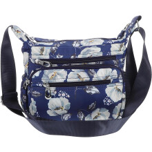 Stylische Nylon-Schultertasche für Damen mit Blumenmuster, ideal für Freizeit und Reisen, mit mehreren Fächern