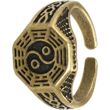 Taoistischer Ring, verstellbar, offener Statement-Ring für Damen und Herren, Retro-Yin-Yang-Design, kleine Größe