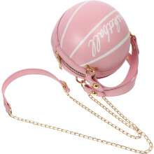 Kleine Crossbody-Schultertasche in Basketballform für Damen, kreative Handtasche aus pinkfarbenem PU-Leder