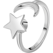 Verstellbarer Stern- und Mond-Knöchelring, offenes Band, weißgoldplattiert, drehbar, schlichter Fingerschmuck