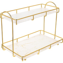 Badezimmer-Arbeitsplatten-Organizer, Schreibtisch-Toilettenartikel-Organizer, 2-stöckiges Ablageregal aus Eisen