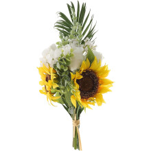 Künstlicher Sonnenblumen-Brautstrauß aus Seidenstoff, weiße Blüten, pflegeleicht, wunderschöne Hochzeitsdekoration