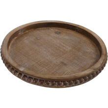 Rundes Dekotablett aus Holz im Vintage-Stil für den Tisch, hübsches Serviertablett, leicht, rustikale Holzdekoration