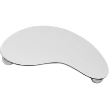 Silbernes, unregelmäßiges Kosmetiktablett mit Parfümablage, aus Acryl und Edelstahl, mit Mondmuster