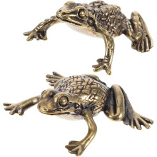 Krötenfigur aus Messing, Froschstatue aus Messing, goldener Antikstil, flaches Design, Dekoration
