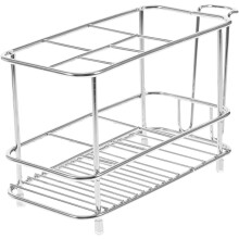Mensola da doccia in acciaio inox con porta spazzolino da tavolo, resistente alla ruggine, stile semplice ed elegante.