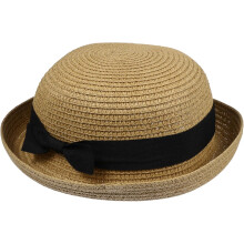 Sky Hat Women Wide Brim Up Straw Dome Sun Hat with Bowknot for Beach Travel UV Protection