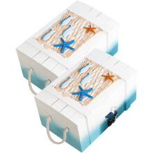 2er-Set Schmuckkästchen aus Holz im maritimen Stil zur Aufbewahrung von Schmuck, Organizer-Box im Küstenstil