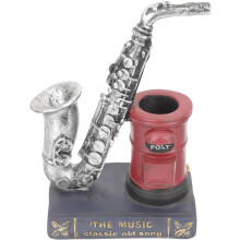 Vintage-Stiftehalter in Saxophonform aus Kunstharz zur Schreibtischdekoration