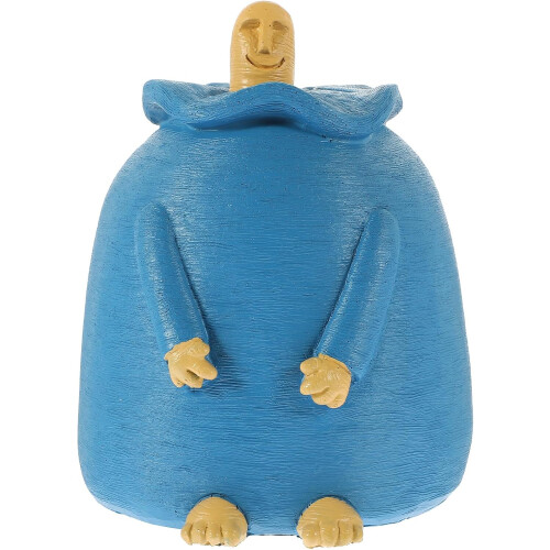 Handbemalte, tragbare, blaue Harzfigur mit Mittelfinger – Geschenkidee