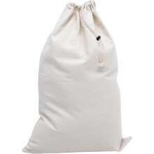 Bolsa de lavandería con cordón, bolsa de ropa de lona lavable a máquina, diseño sencillo, color blanco, para uso familiar y del hogar.