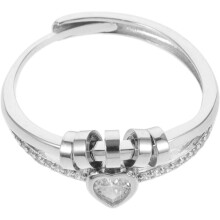 Turn The Ring Damen verstellbarer Ring mit Herz-Strass-Einlage, doppellagiges Design für jeden Tag, Muttertags-Fingerschmuck