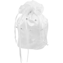 Brauthandtasche, weiße Satin-Tasche mit Kordelzug für Hochzeiten, festliche Anlässe und mehr