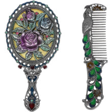 Retro Makeup Mirror Comb for Bathroom Accessories Vintage Cosmetic Mirror Fogless Adorable Small