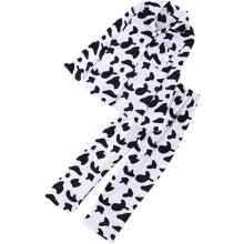 Conjunto de pijama de mujer de manga larga, ropa de dormir de algodón, ropa de casa con estampado de vaca, pantalones largos, dos blancos