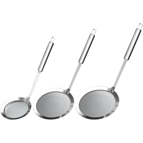 Fine Mesh Strainers with Hanging Storage Stainless Steel 3pcs