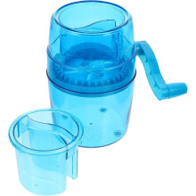 Tritaghiaccio manuale a manovella, piccolo e portatile, colore blu, per uso domestico e in cucina.