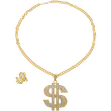 2-teiliges Punk-Halsketten-Set mit Ringen aus einer Legierung und goldener Imitation